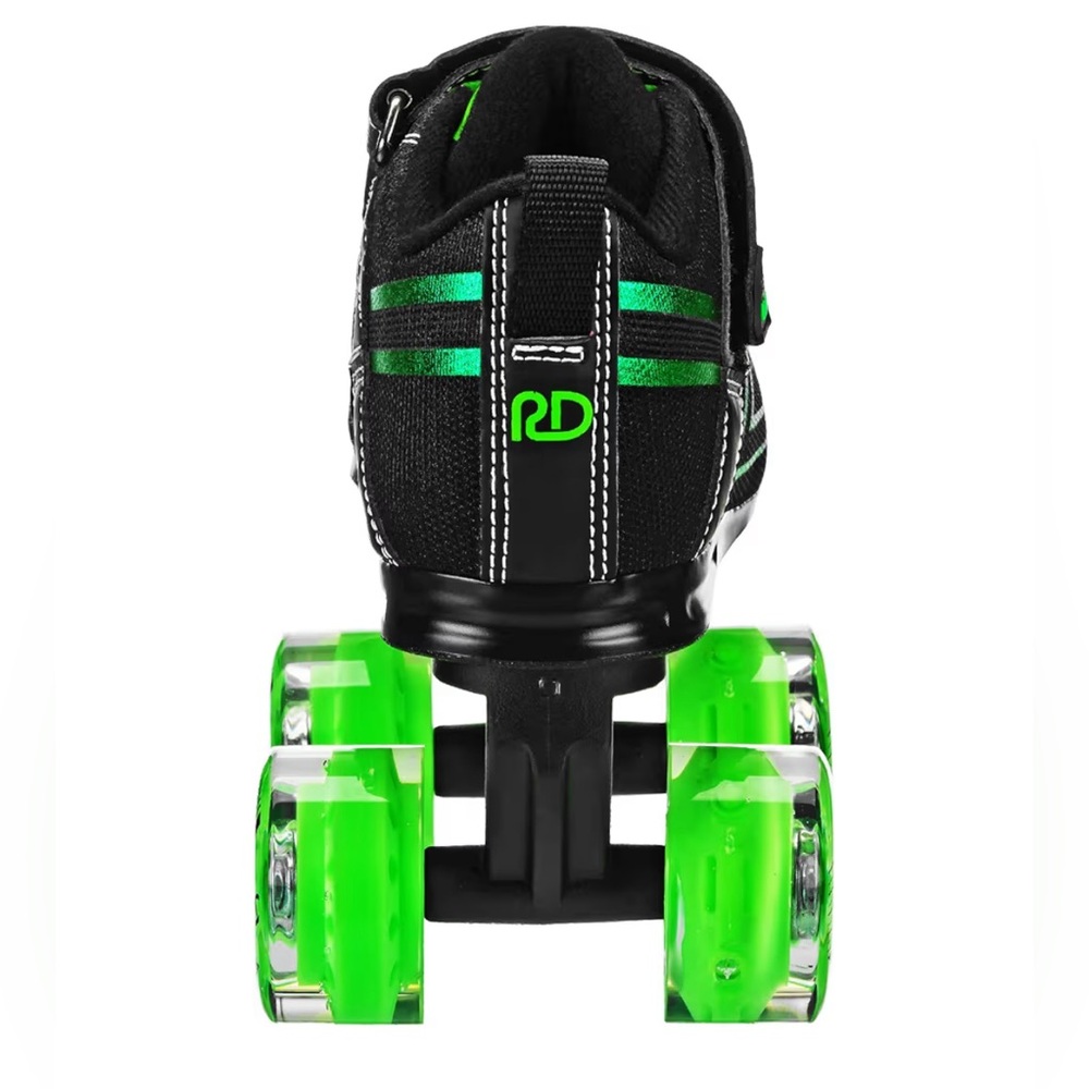 Roller Derby Blazer Boys Light Up Wheel Roller Skates Black Green 5 NEW IN BOX - Picture 4 of 12